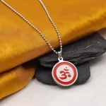 Red Om Pendant angled product view