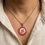Red Om Pendant wearable lifestyle view