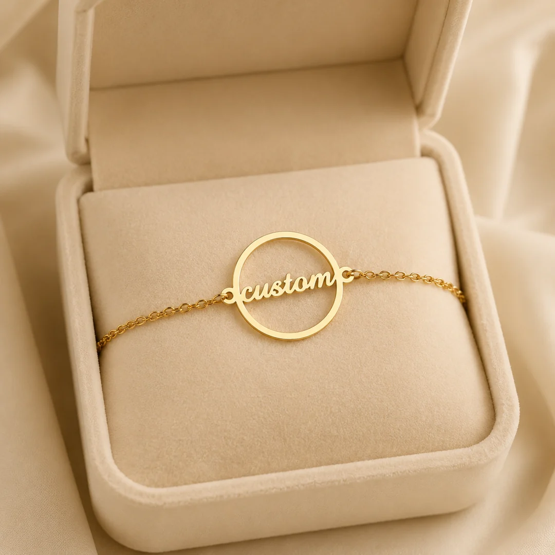 Round Name Bracelet in premium gift box – personalized jewellery