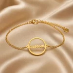 Round Name Bracelet on luxury satin – personalized jewellery