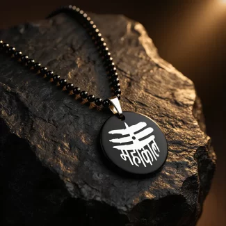 Shiv Bholenath Mahakal Written Word Locket With Chain premium hero view