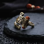 Shiv Rudraksha Rose Gold Plated Ring premium hero view