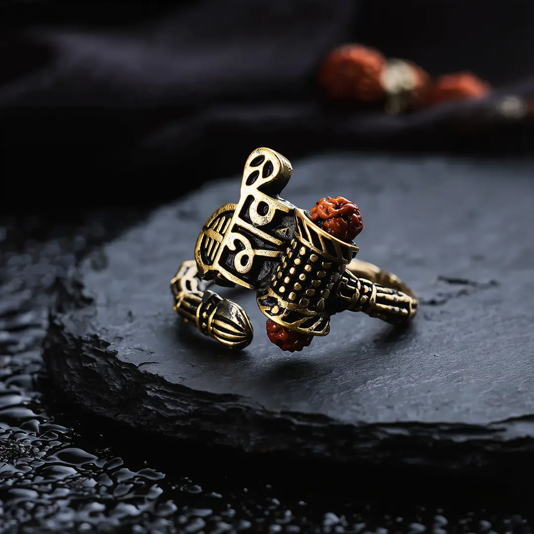 Shiv Rudraksha Rose Gold Plated Ring โ hero Shiv Rudraksha Rose Gold Plated Ring premium hero view