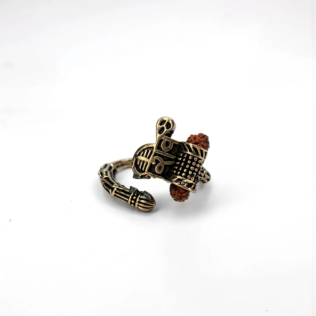 Shiv Rudraksha Rose Gold Plated Ring โ studio Shiv Rudraksha Rose Gold Plated Ring on clean white background