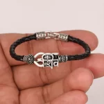 Shiv Rudraksha Trishul Kada held in hand close-up