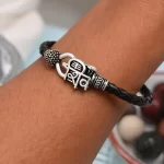 Shiv Rudraksha Trishul Kada worn on a men's wrist