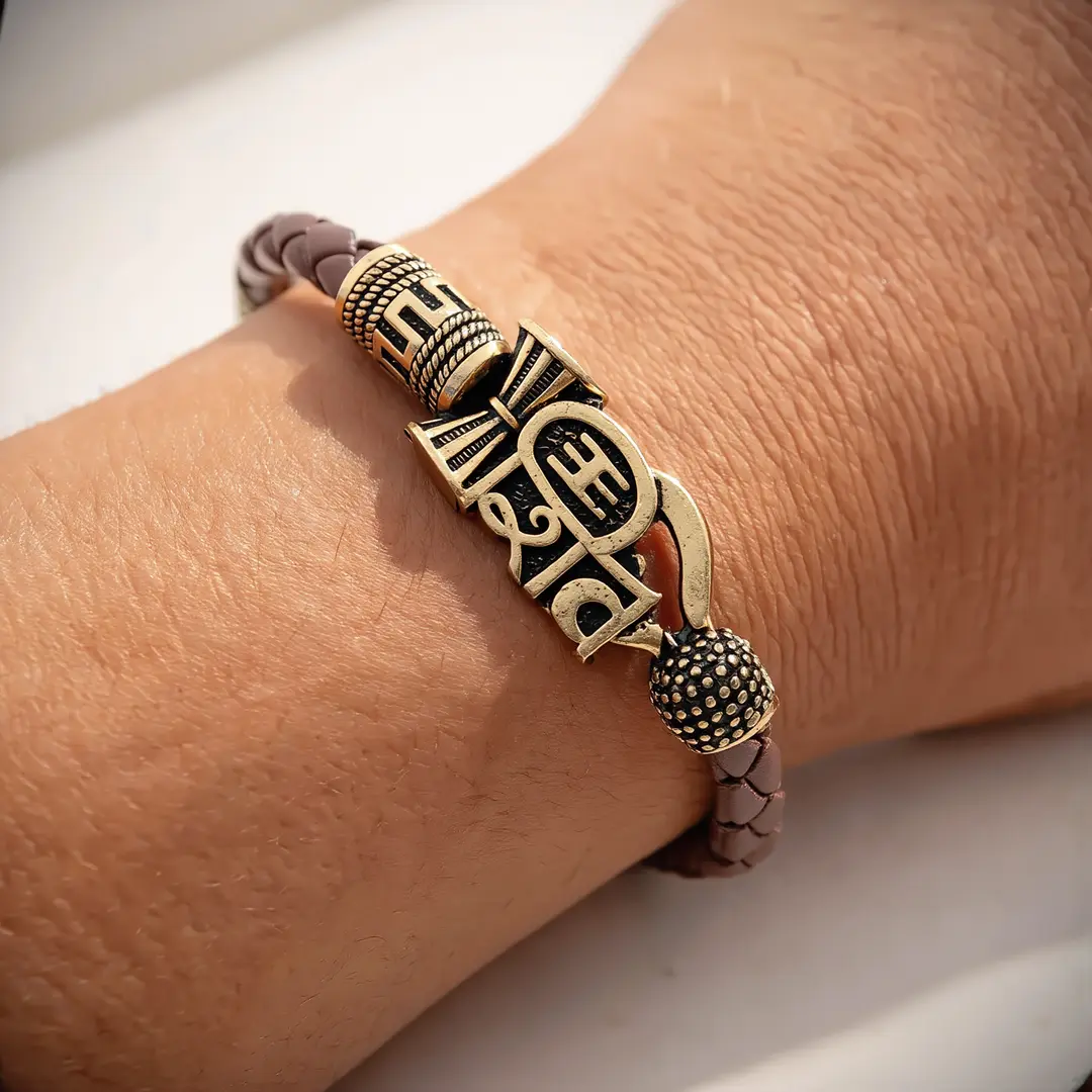 Shiva Damru Bracelet For Men worn on a men's wrist