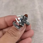 Shiva Mahakal Trishul Damroo Ring macro craftsmanship close-up