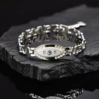 Silver Om Charming Diamond Bracelet premium hero view