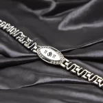 Silver Om Charming Diamond Bracelet angled product view