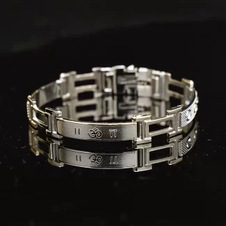Silver Om Men Diamond Bracelet premium hero view