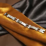 Silver Om Men Diamond Bracelet angled product view