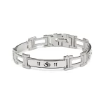 Silver Om Men Diamond Bracelet clean studio view