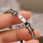 Silver Om Men Diamond Bracelet hand-held detail view