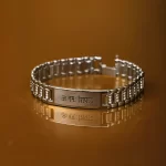 Silver-Plated Bar Om Namah Shivay Bracelet angled product view