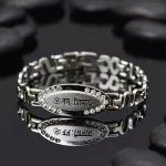 Silver-Plated Oval Om Namah Shivay Bracelet premium hero view