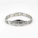 Silver-Plated Oval Om Namah Shivay Bracelet on clean white background