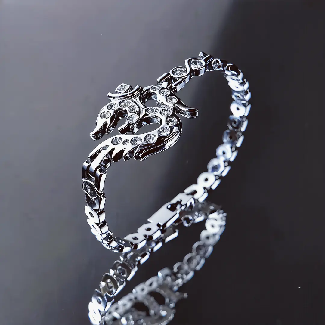 Silver Plated Om Diamond Bracelet angled product view