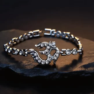 Silver Plated Om Diamond Bracelet premium hero view