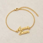 Simple Couple Name Bracelet flat lay product view – personalized jewellery