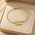 Simple Couple Name Bracelet in premium gift box – personalized jewellery