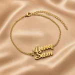Simple Couple Name Bracelet on luxury satin – personalized jewellery