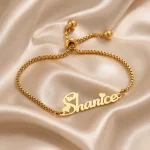 Small Heart Design Name Bracelet on luxury satin – personalized jewellery
