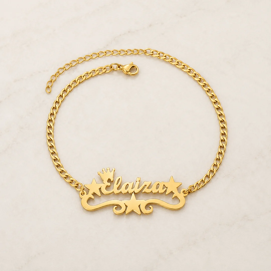 Star Name Bracelet flat lay product view – personalized jewellery