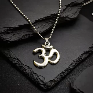 Antique Finish Om Pendant with Chain premium hero view