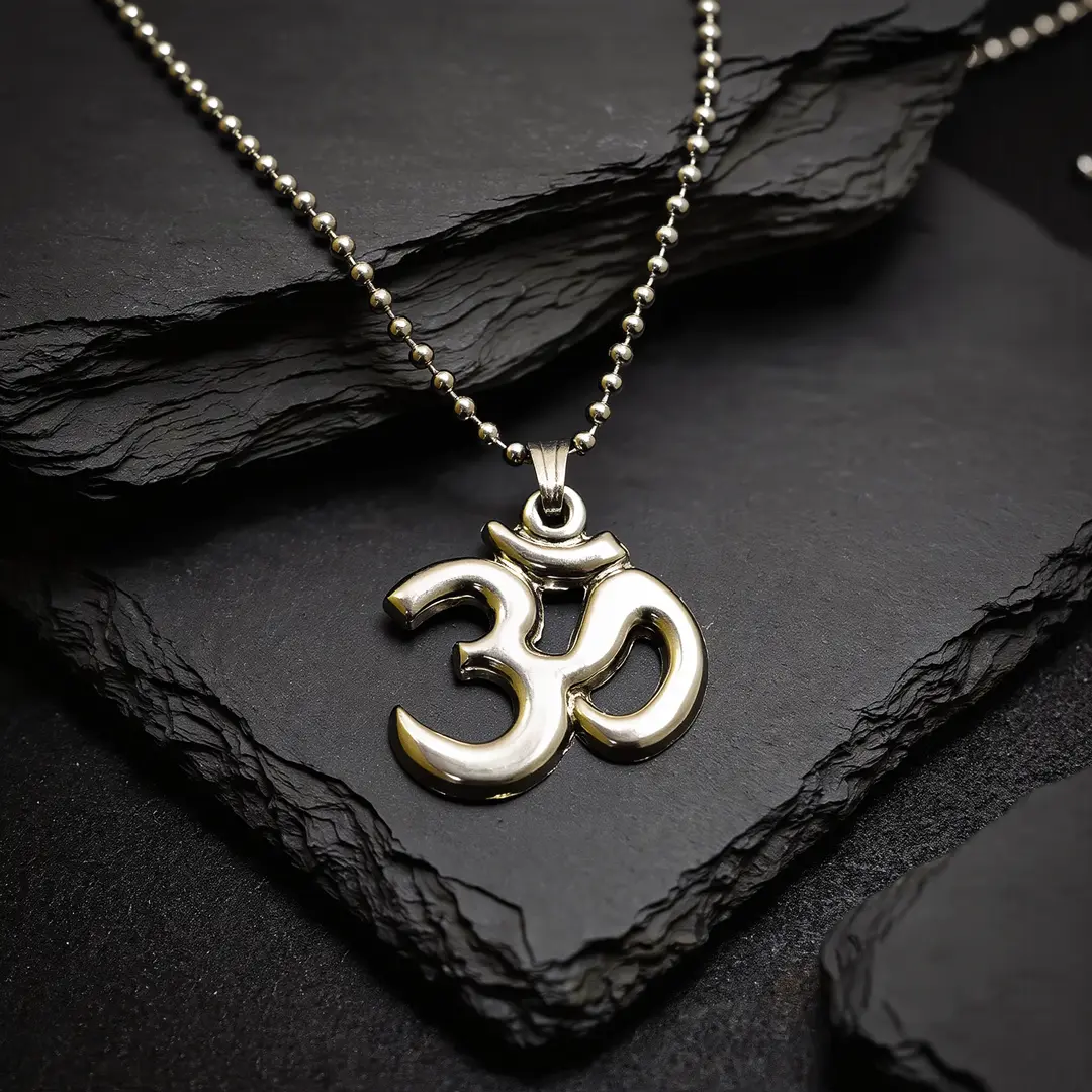 Antique Finish Om Pendant with Chain premium hero view Antique Finish Om Pendant with Chain premium hero view