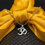 Antique Finish Om Pendant with Chain angled product view