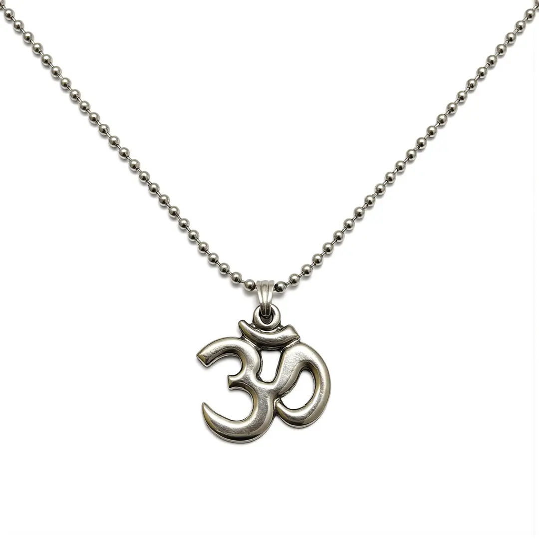 Antique Finish Om Pendant with Chain clean studio view Antique Finish Om Pendant with Chain clean studio view