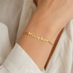 Two Butterfly Name Bracelet on female wrist – personalized jewellery